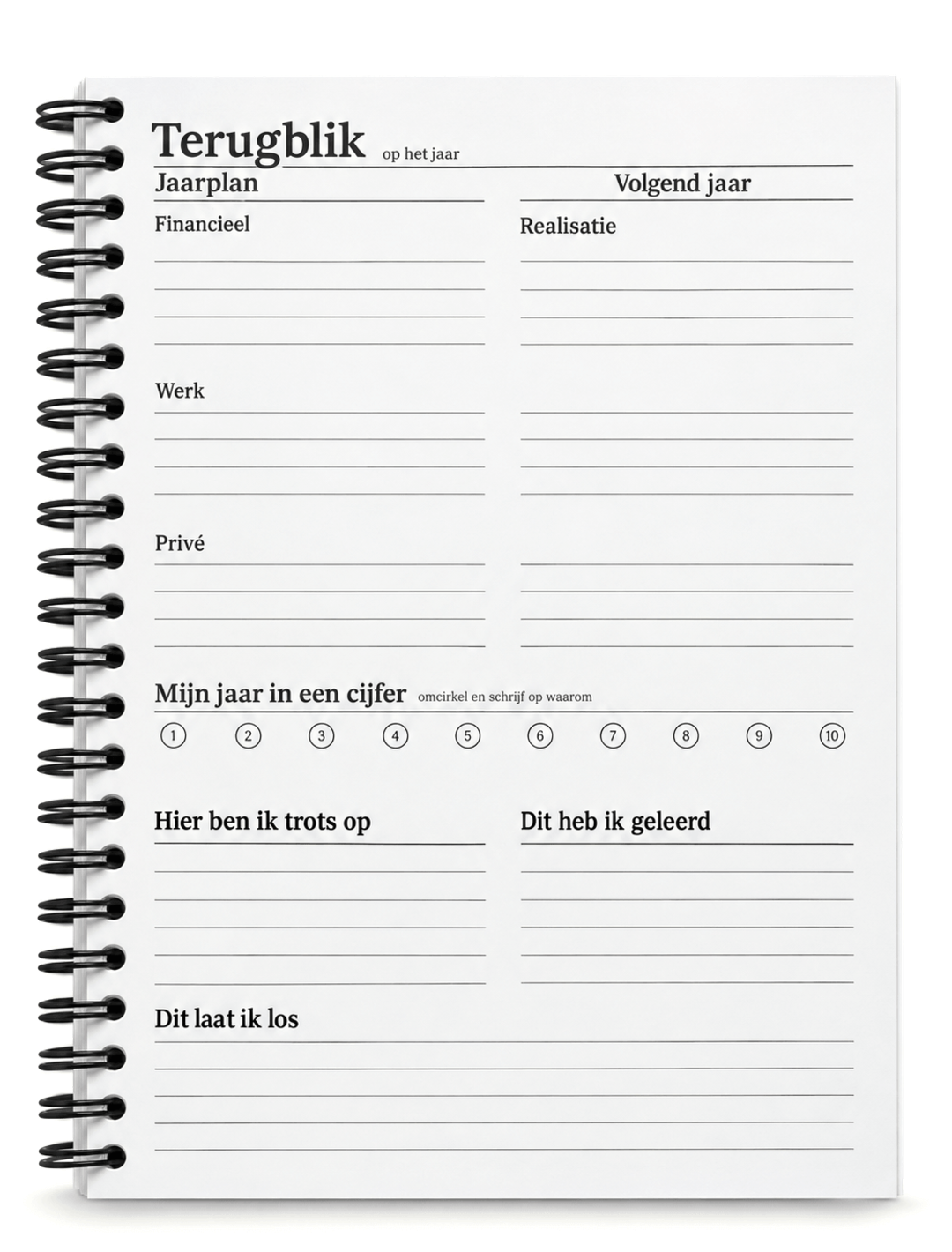 Terugblik op het jaar in de weekplanner Slim plannen: jaarplan naast realisatie